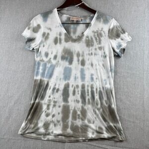 Women's philosophy tie dye greens blues white pullover V neck Size M